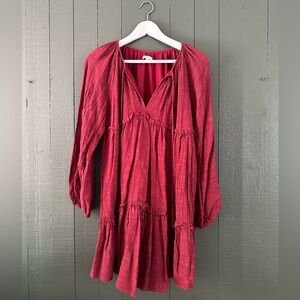 Baevely Maroon Long Sleeve Dress